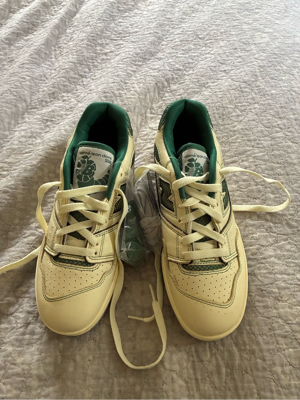 Aime Leon Dore Cream and Green Women's Athletic Sneakers